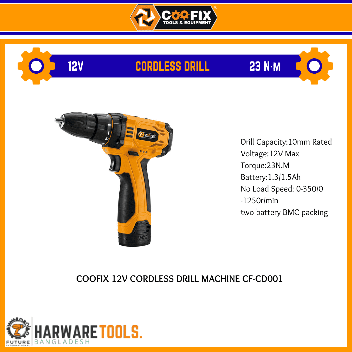 COOFIX ELECTRIC CORDLESS DRILL 1.3/1.5Ah CF-CD001