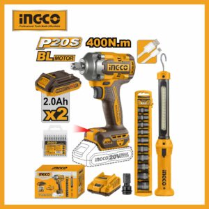 Lithium-ion Cordless Impact Wrench 2 Pcs Combo Kit Ingco cosli23048