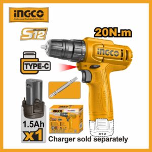 Lithium-ion Cordless Drill 12v Ingco cdli12456