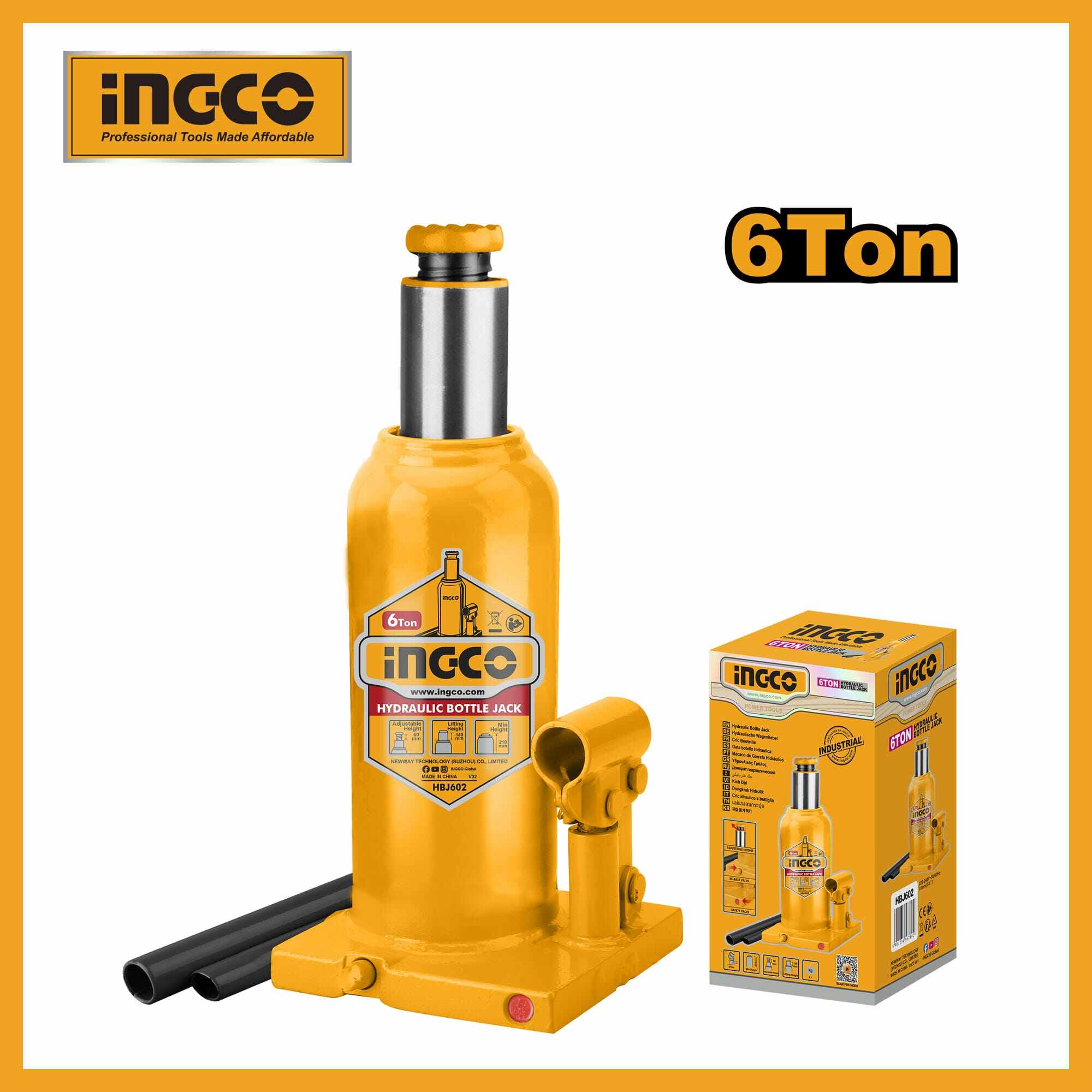Hydraulic Bottle Jack 6 Ton Ingco hbj602