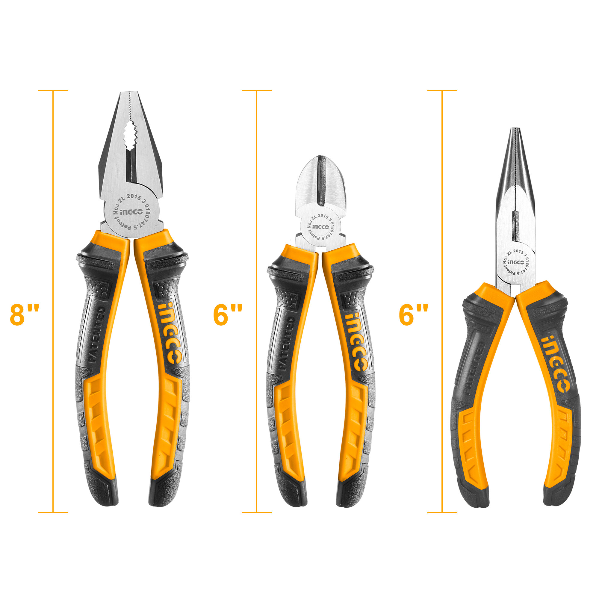 3 Pcs Pliers Set Ingco hkps08318