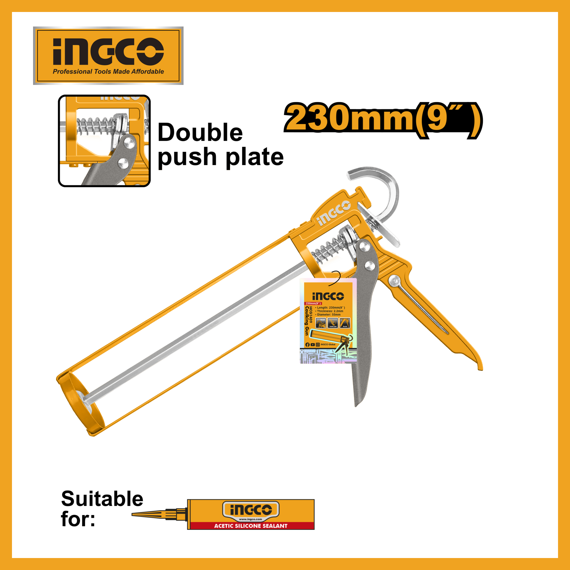 Caulking Gun 9" Ingco hcg1409