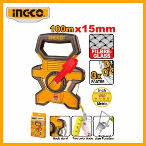 Fibreglass measuring tape 100MX15MM INGCO HFMT18100