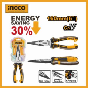 High Leverage Long Nose Pliers 6" Ingco hhlnp28160