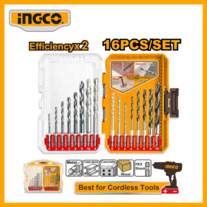 16 Pcs metal, masonry and wood drill bits set INGCO AKDL11608