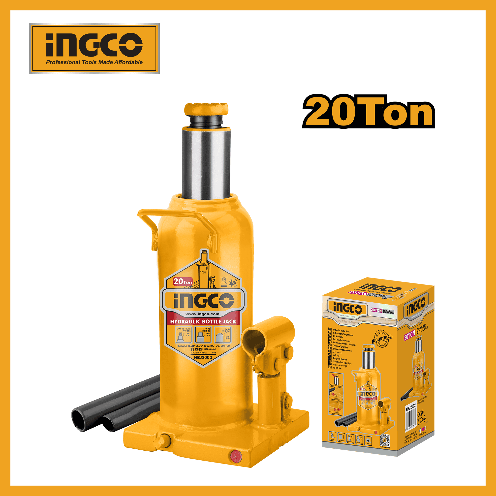 Hydraulic Bottle Jack 20ton Ingco hbj2002