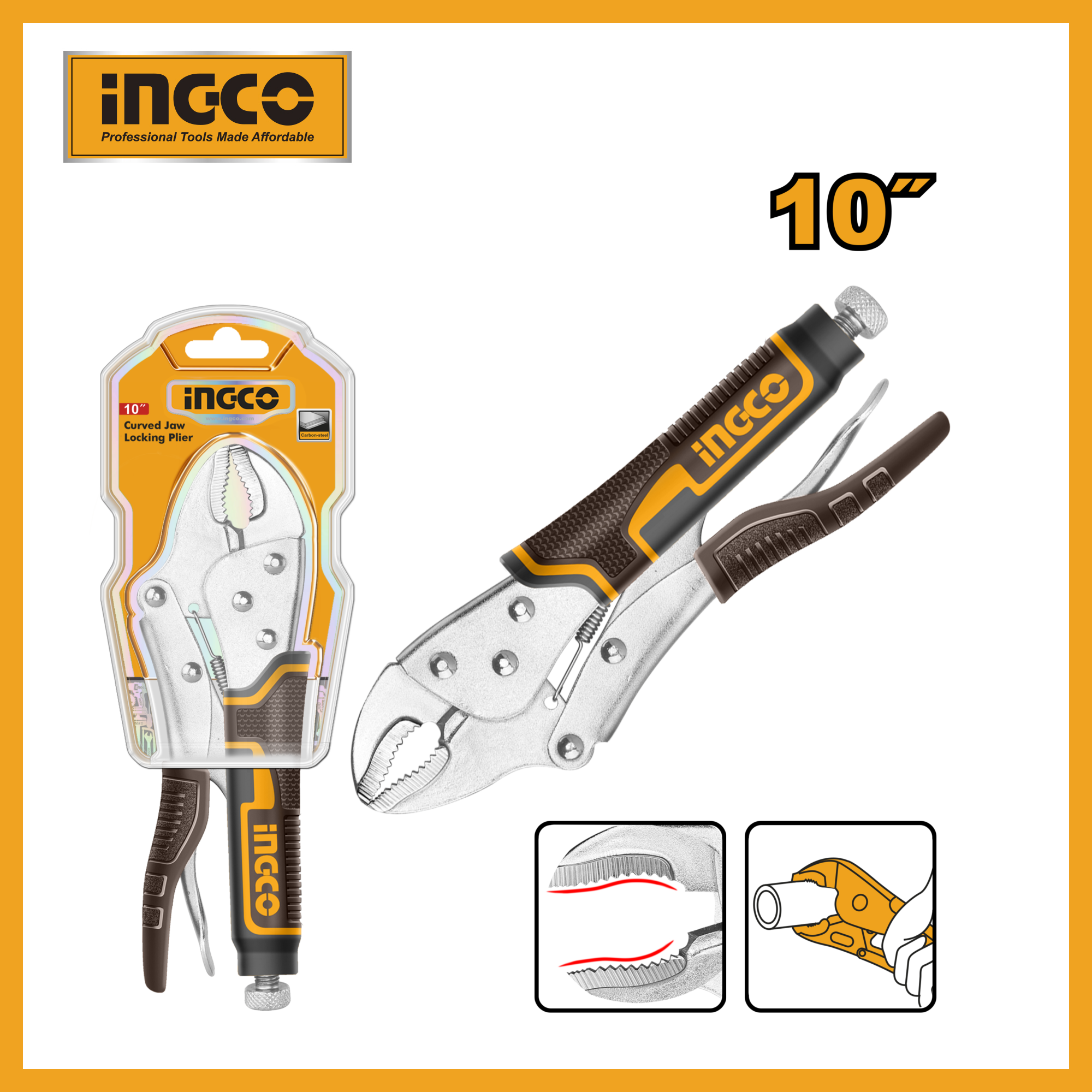 Curved Jaw Locking Plier 10" Ingco hcjlw0210