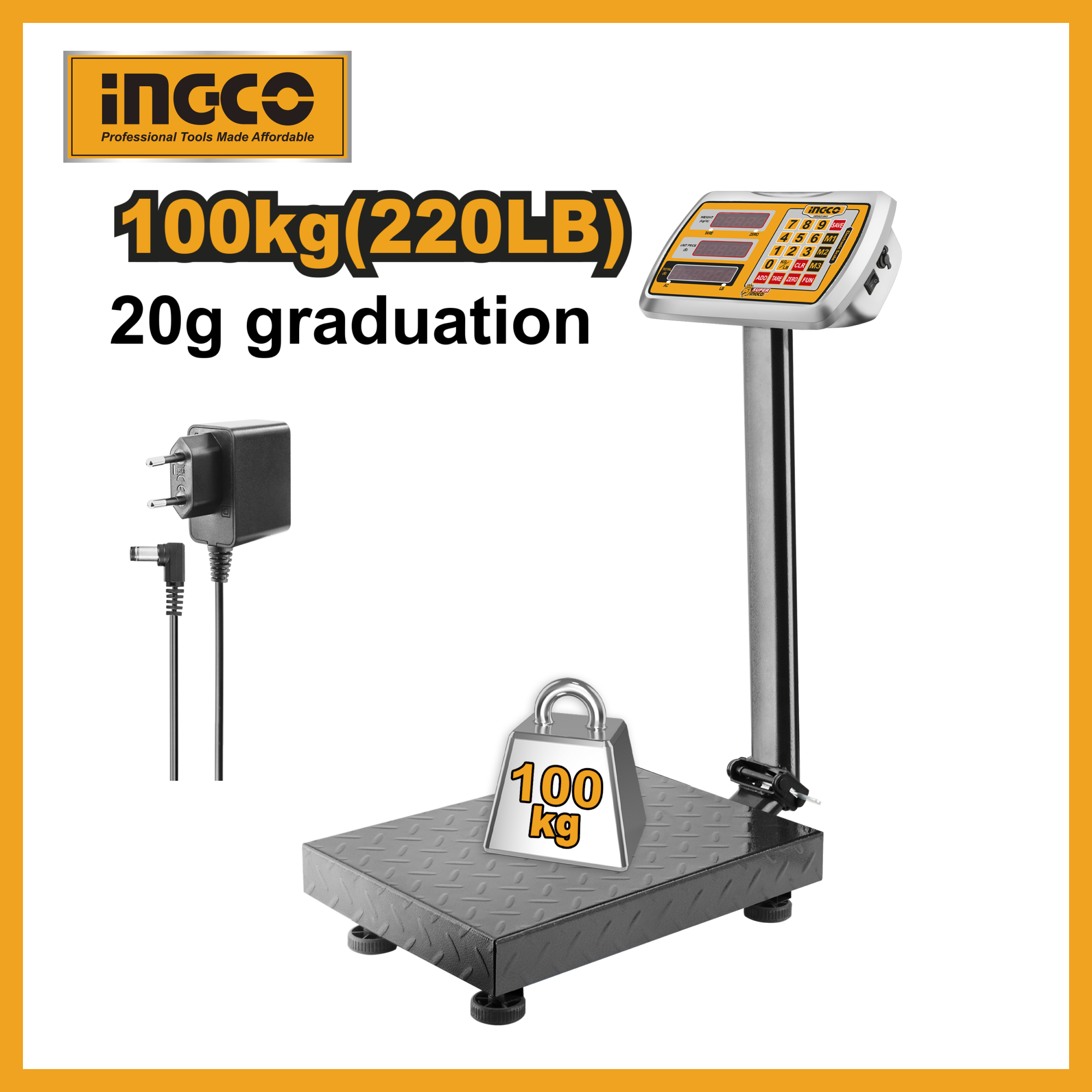Digital Scale 100kg (12"x16") Ingco hesa31003