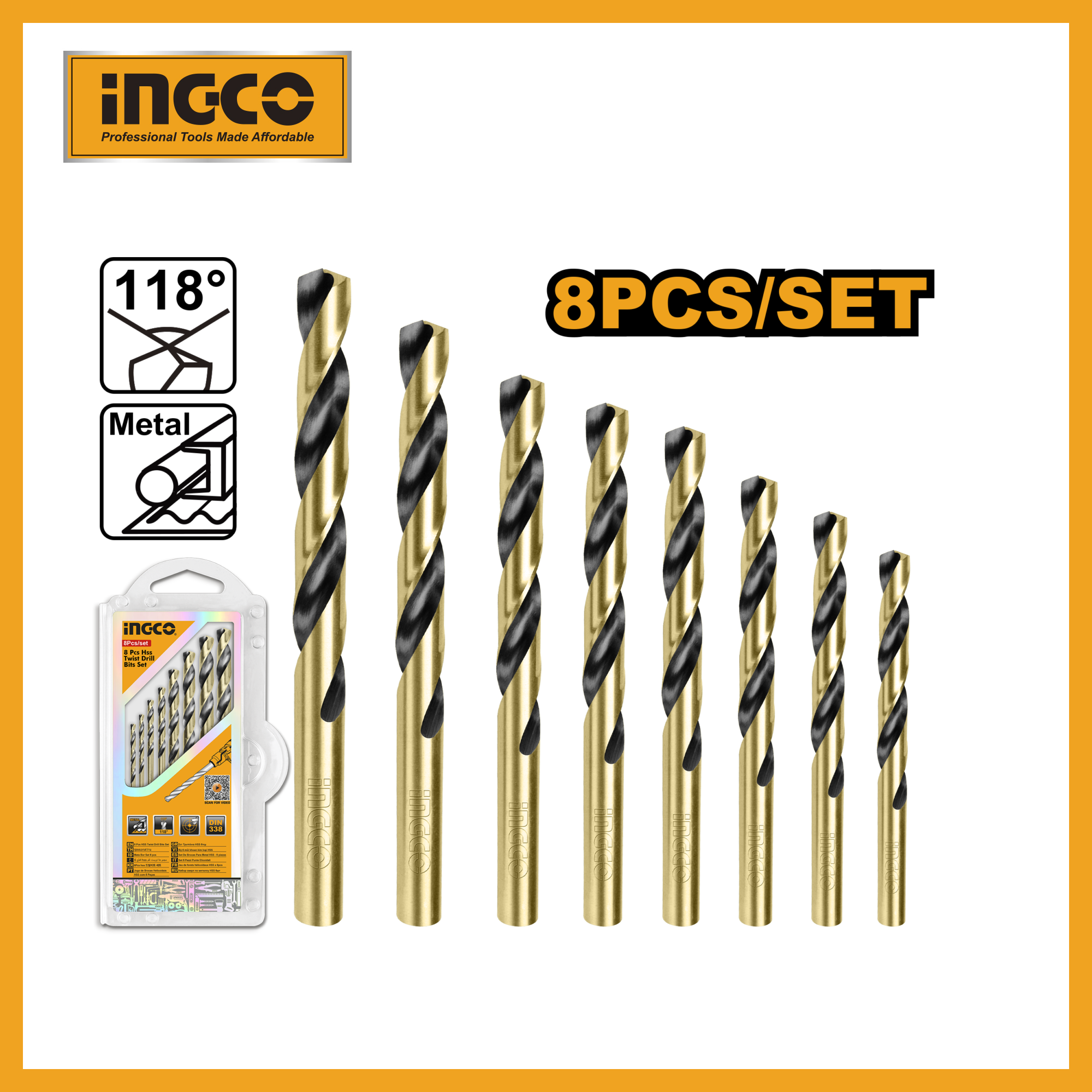 8 Pcs Hss Twist Drill Bits Set Ingco akdb0801 1 8 Pcs Hss Twist Drill Bits Set Ingco akdb0801