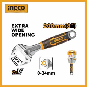 Adjustable Wrench 8" With Grip Ingco hadw131088