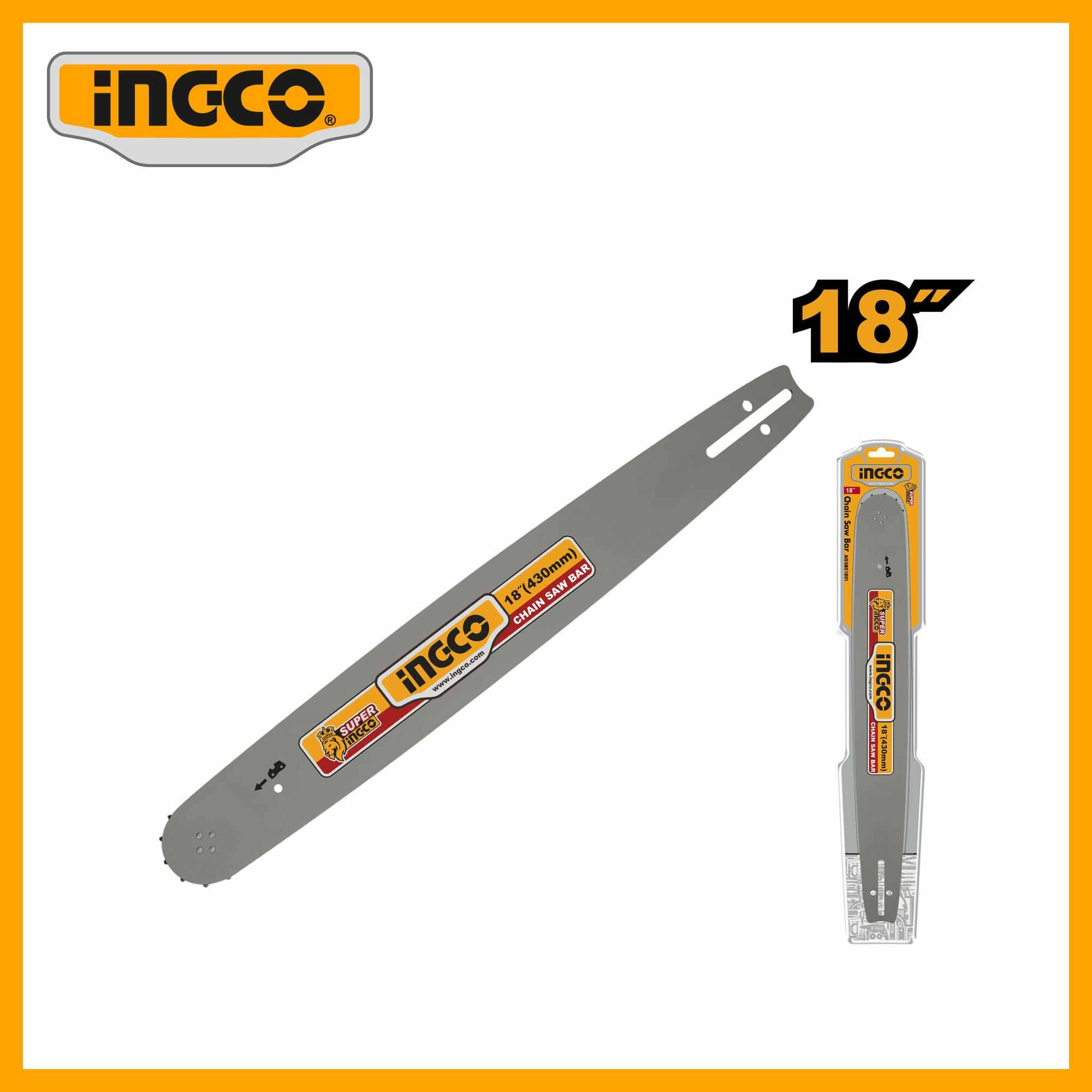 Bar For Gasoline Chain Saw 18" -45.8cc -1.8kw Ingco agsb51801
