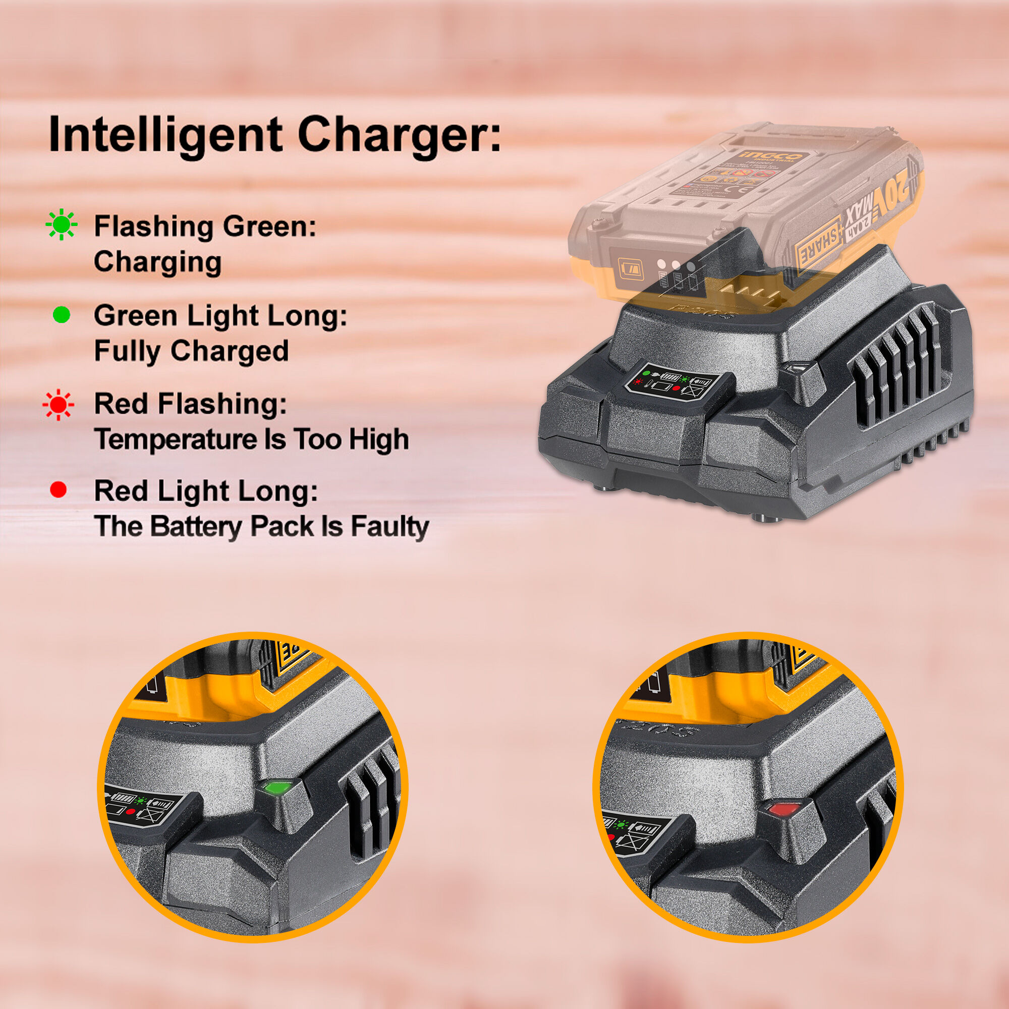 Fast Intelligent Charger 20v Ingco fcli2001 5 Fast Intelligent Charger 20v Ingco fcli2001 - Image 5