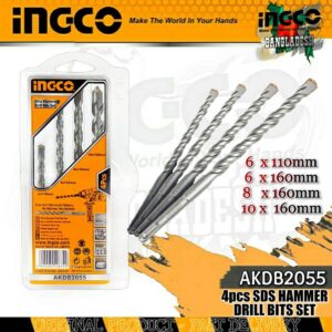 4 Pcs Hammer Drill Bits Set Ingco akdb2055