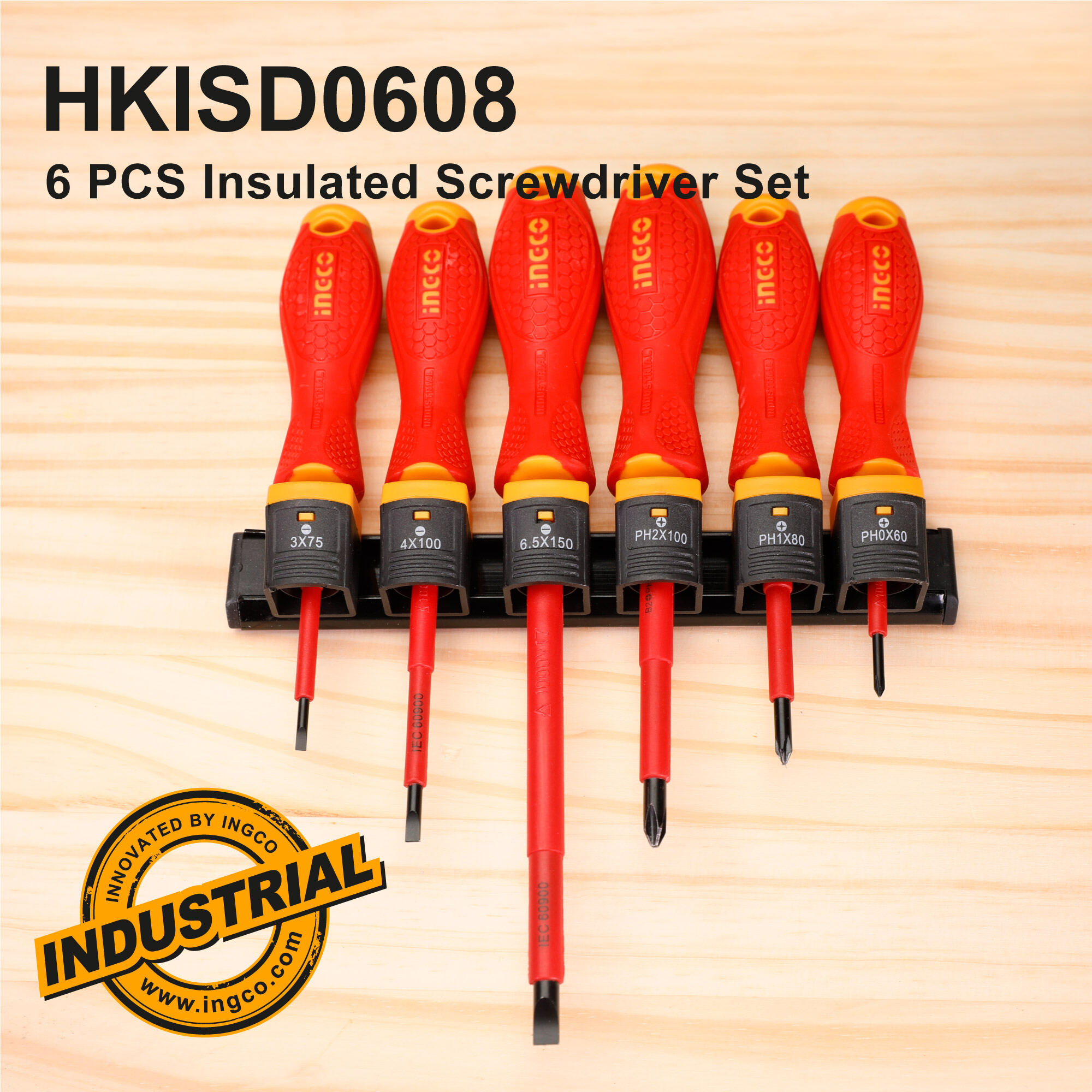 6 Pcs Insulated Screwdriver Set Ingco hkisd0608