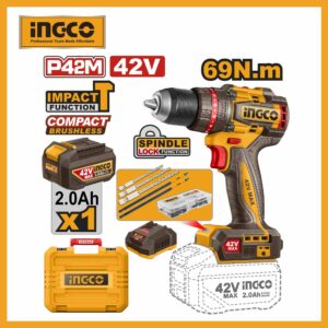 Lithium-ion Compact Brushless Cordless Impact Drill 42v Ingco cidli426981