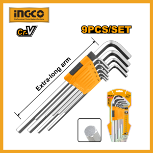 Hex Key 9pcs Extra Long Arm Ingco hhk11092