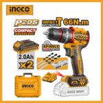 Lithium-ion Compact Brushless Cordless Impact Drill 20v Ingco Two Battery cidli20668