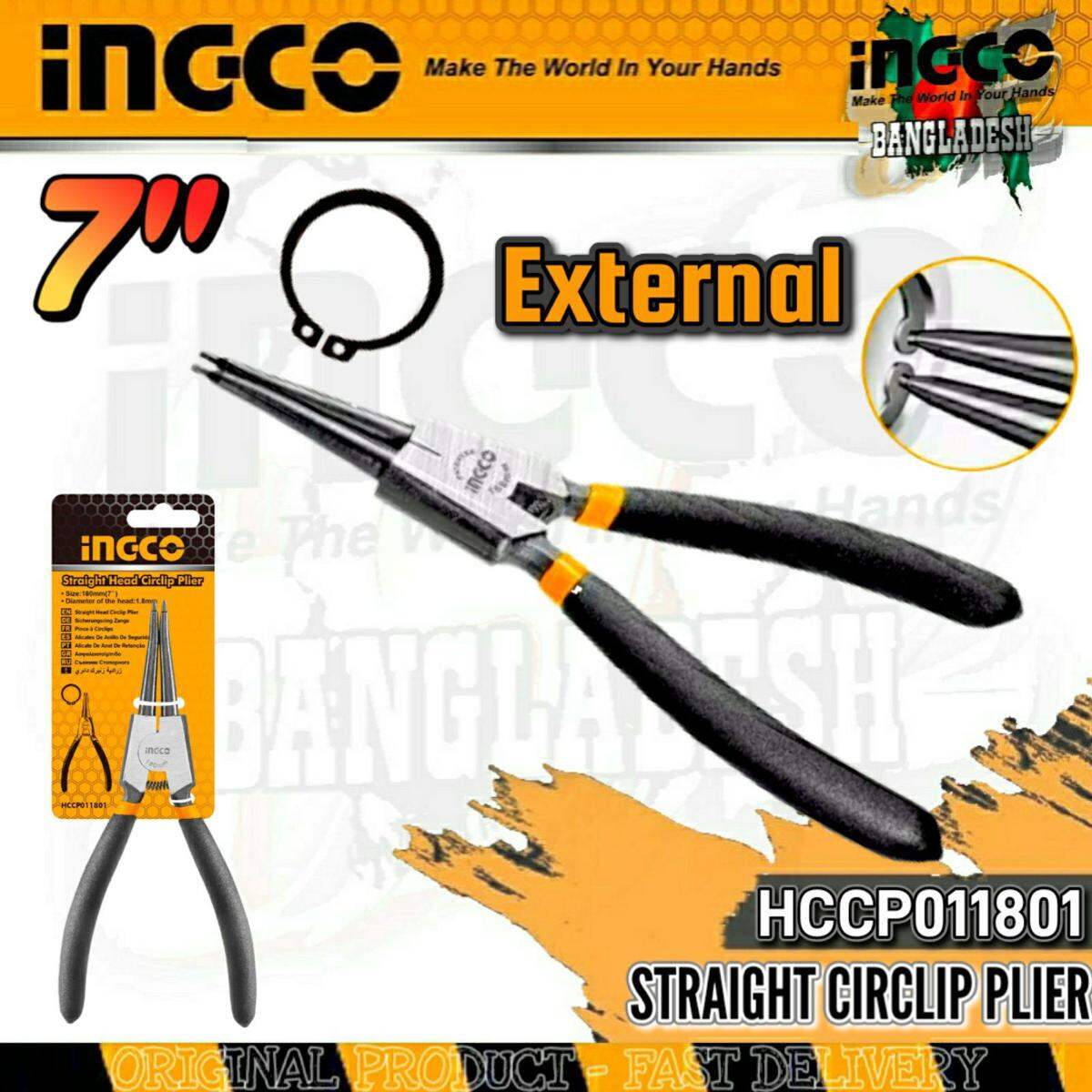 Circlip Pliers 7" (out) Straight Head - Ingco hccp011801