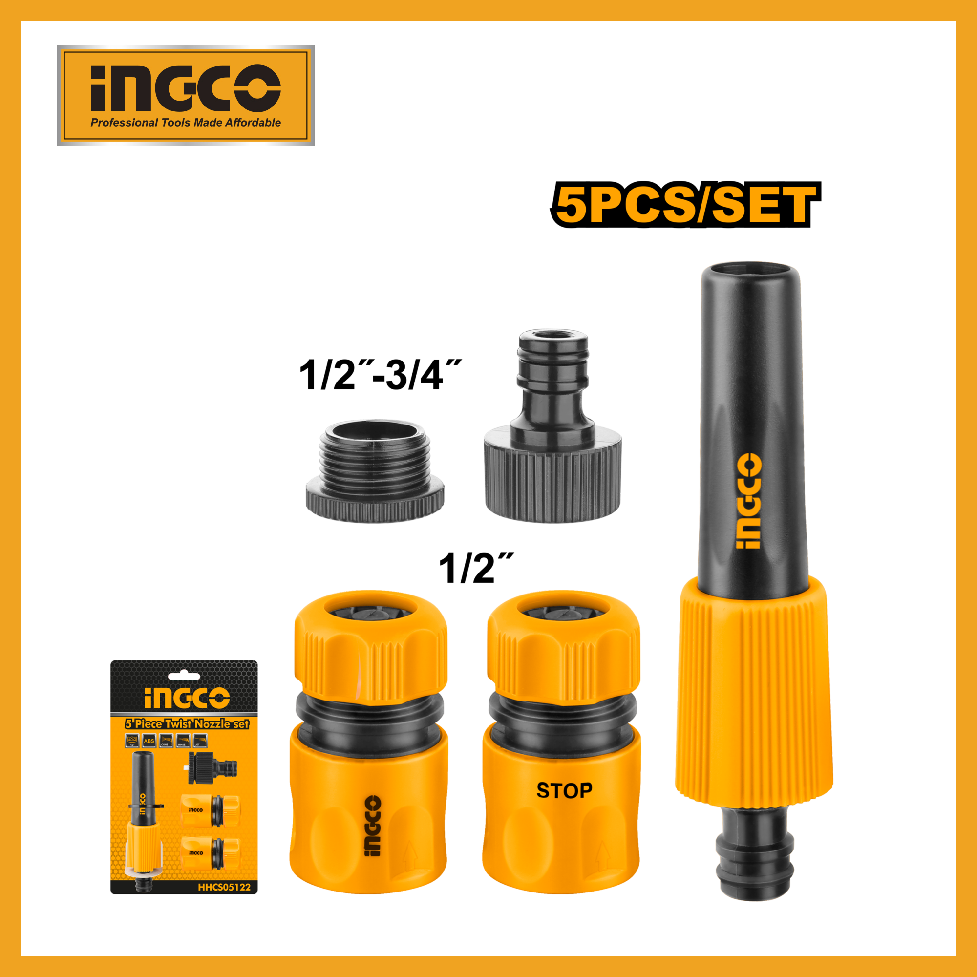 5 Pcs Twist Nozzle Set Ingco hhcs05122