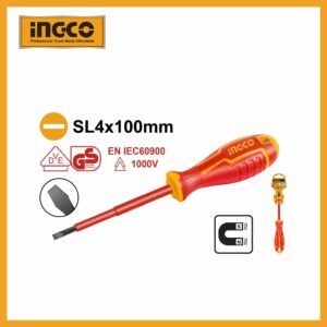 4" Slotted Insulated Screwdriver (sl4*100mm) Ingco hisd814100