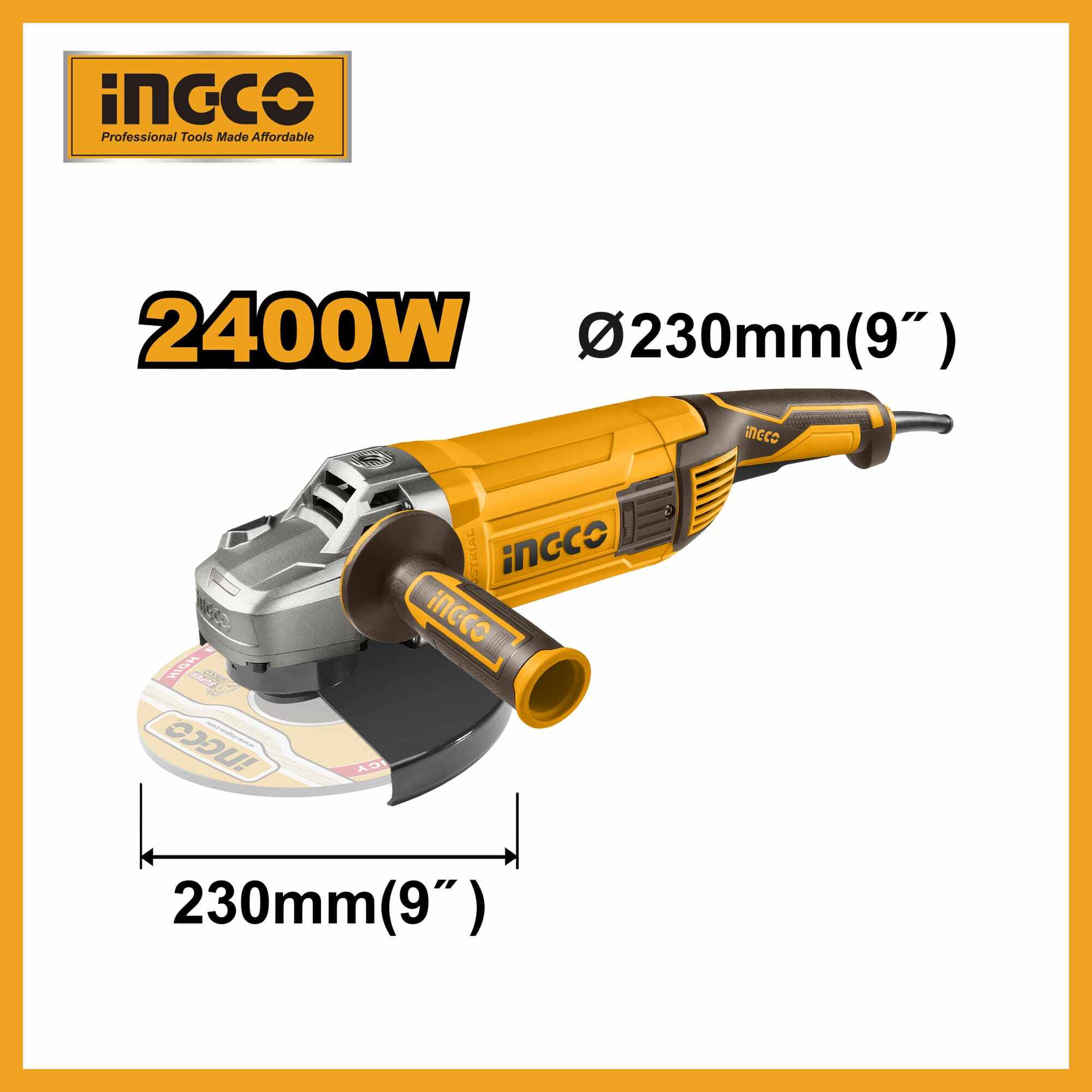 Angle Grinder 9" 2400w Ingco ag24008