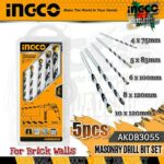 5 Pcs Masonary Drill Bit Ingco akdb3055