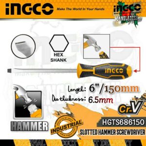 6" Slotted Go-through Screwdriver Ingco hgts686150
