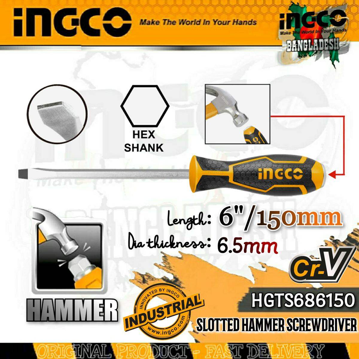 6" Slotted Go-through Screwdriver Ingco hgts686150