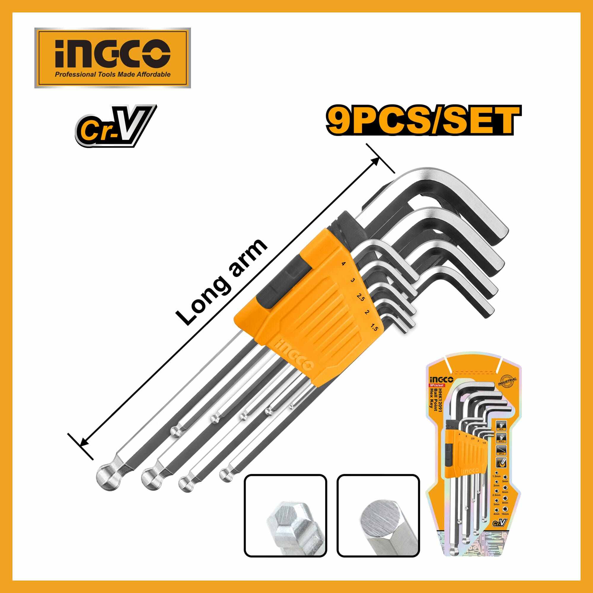 Ball Point Hex Key Ingco hhk12091