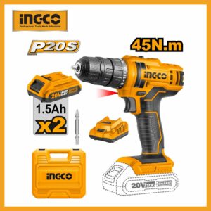 Lithium-ion Cordless Drill 20v Ingco cdli20028 (two Battery)