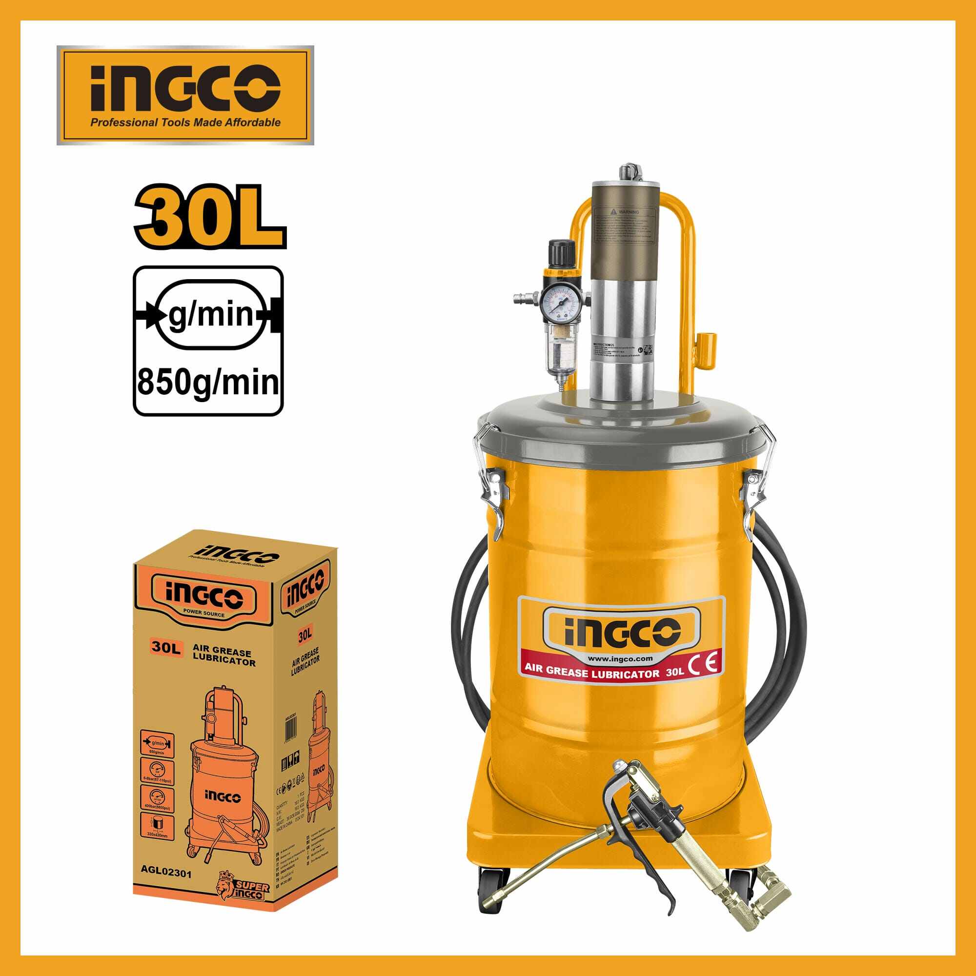Air Grease Lubricator 30l Ingco agl02301