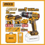 Lithium-ion Brushless Cordless Impact Drill 20v Ingco Two Battery cidli20868