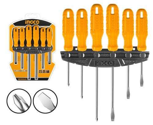 6 Pcs Screwdriver Set Ingco hksd0658