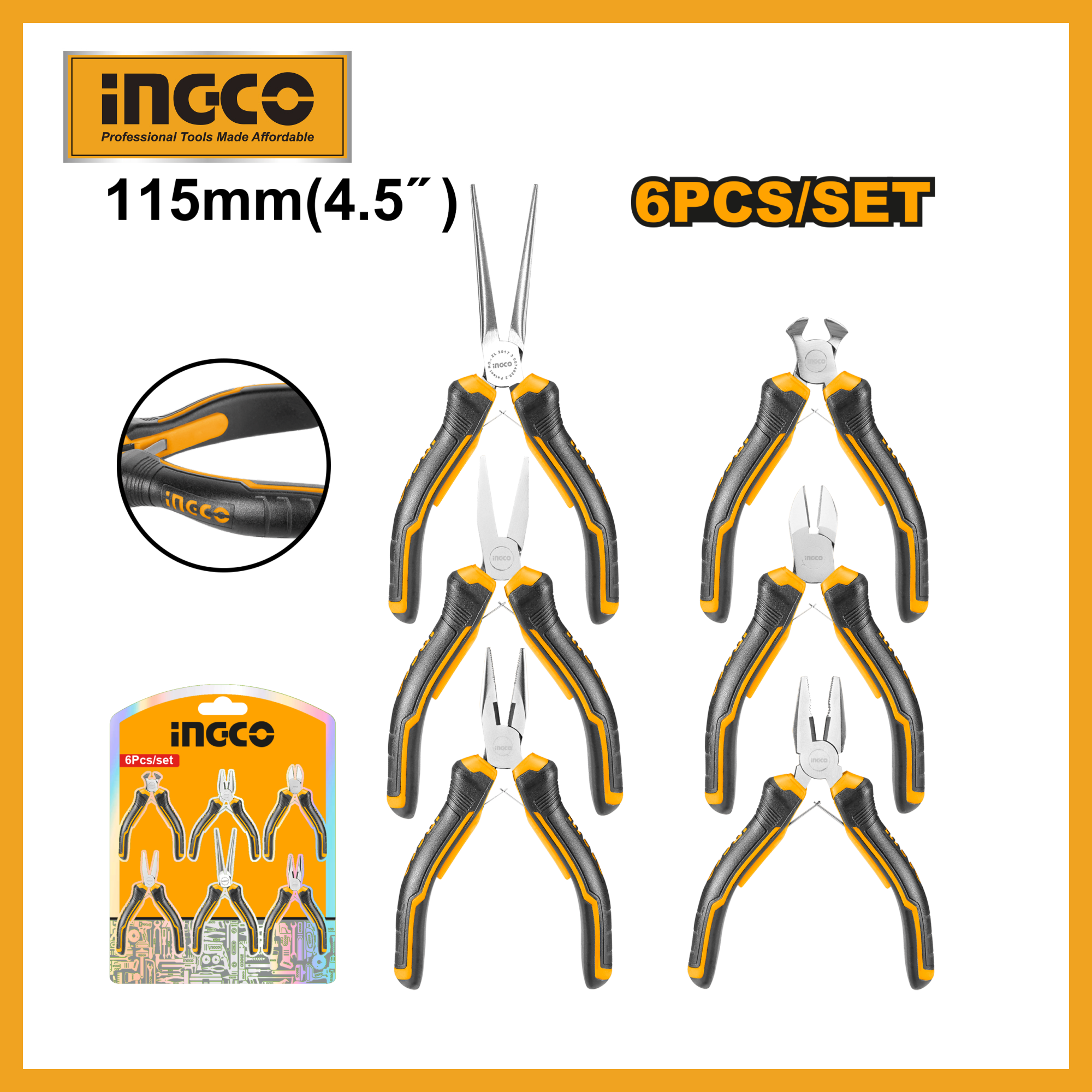 6 Pcs Mini Pliers Set Ingco hmps06115