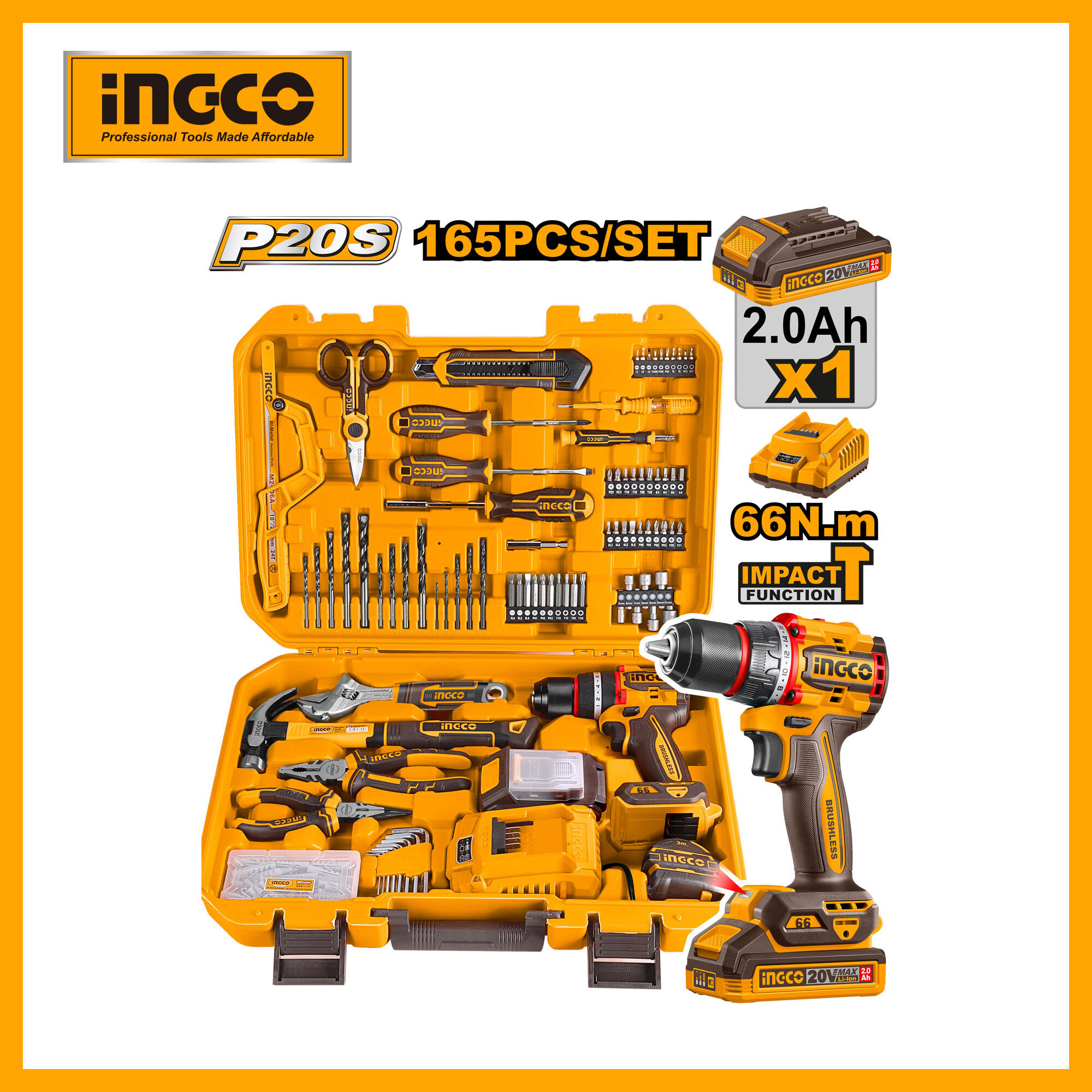 165 Pcs Tool Set Ingco hkthp11651