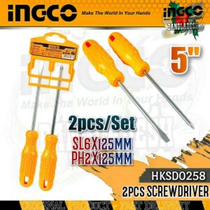 2 Pcs Screwdriver Set Ingco hksd0258