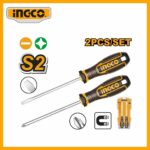 2 Pcs Screwdriver Set Ingco hksds0228