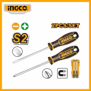 2 Pcs Screwdriver Set Ingco hksds0228