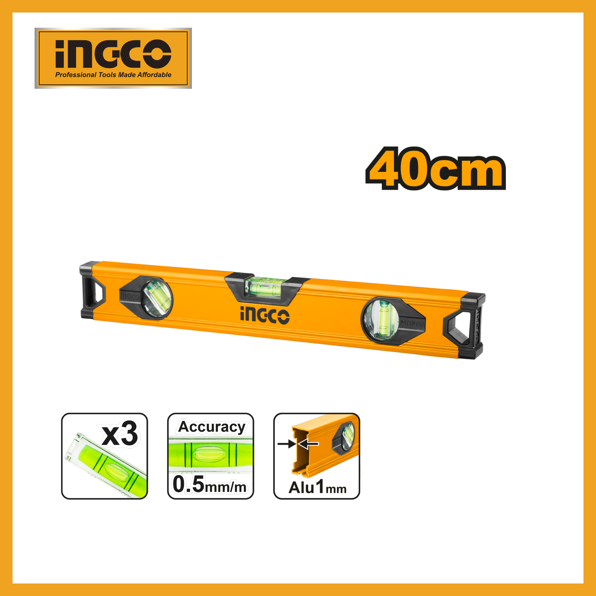 Spirit Level 40cm Ingco hsl18040