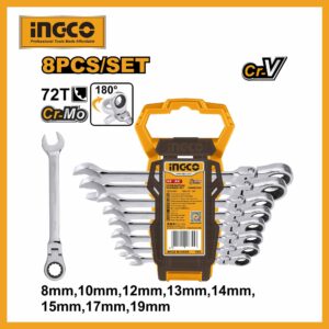 8 Pcs Flexible Ratchet Spanner Set Ingco hkspar1083