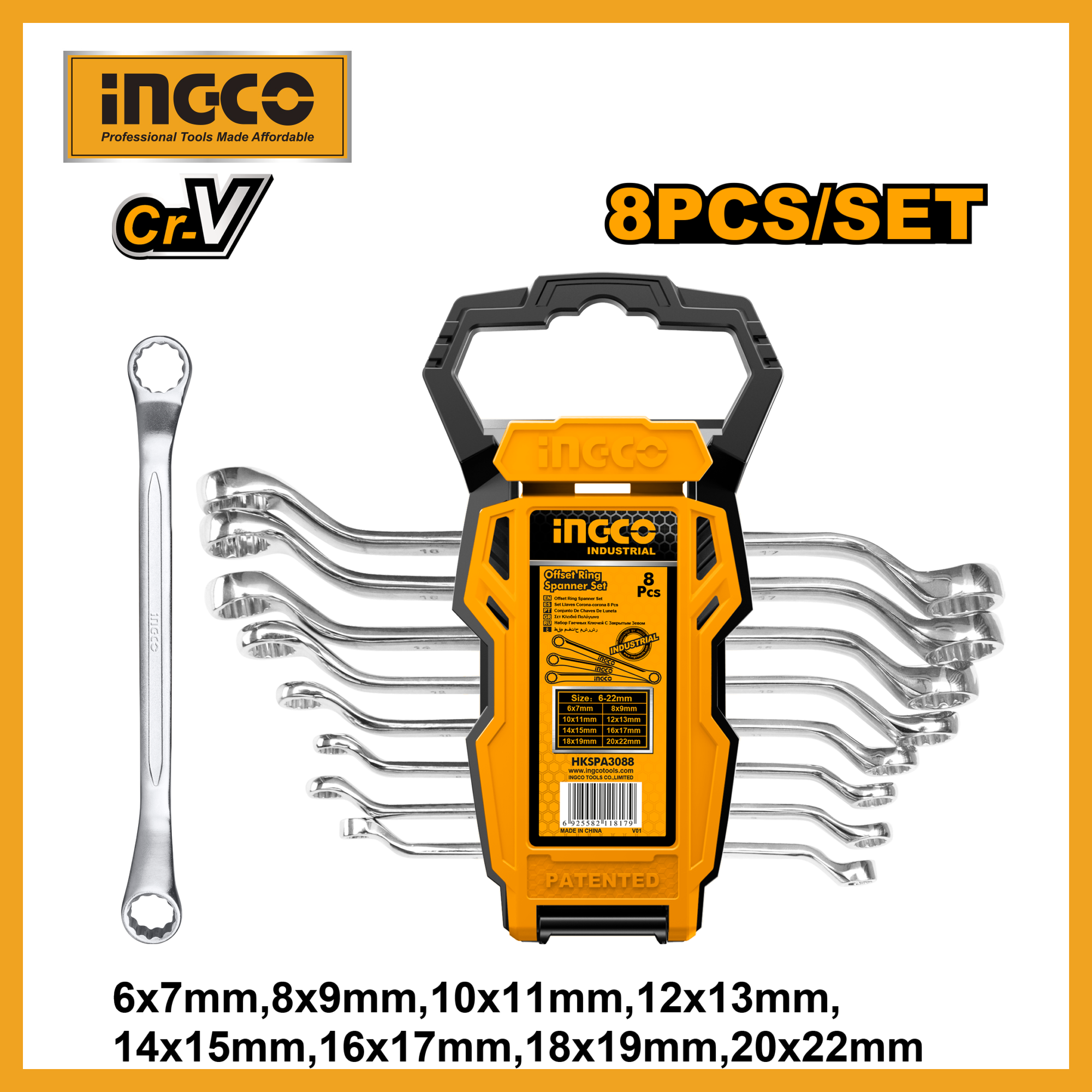 Offset Ring Spanner Set Ingco hkspa3088