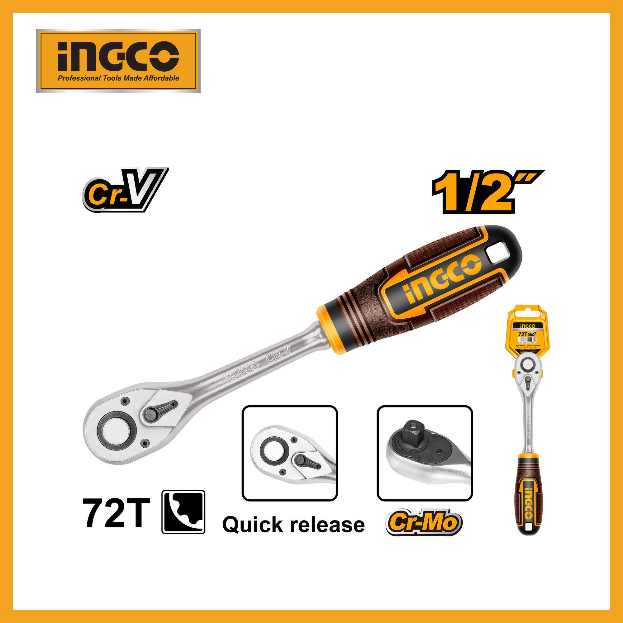 1/2" Ratchet Wrench Ingco hrth0812