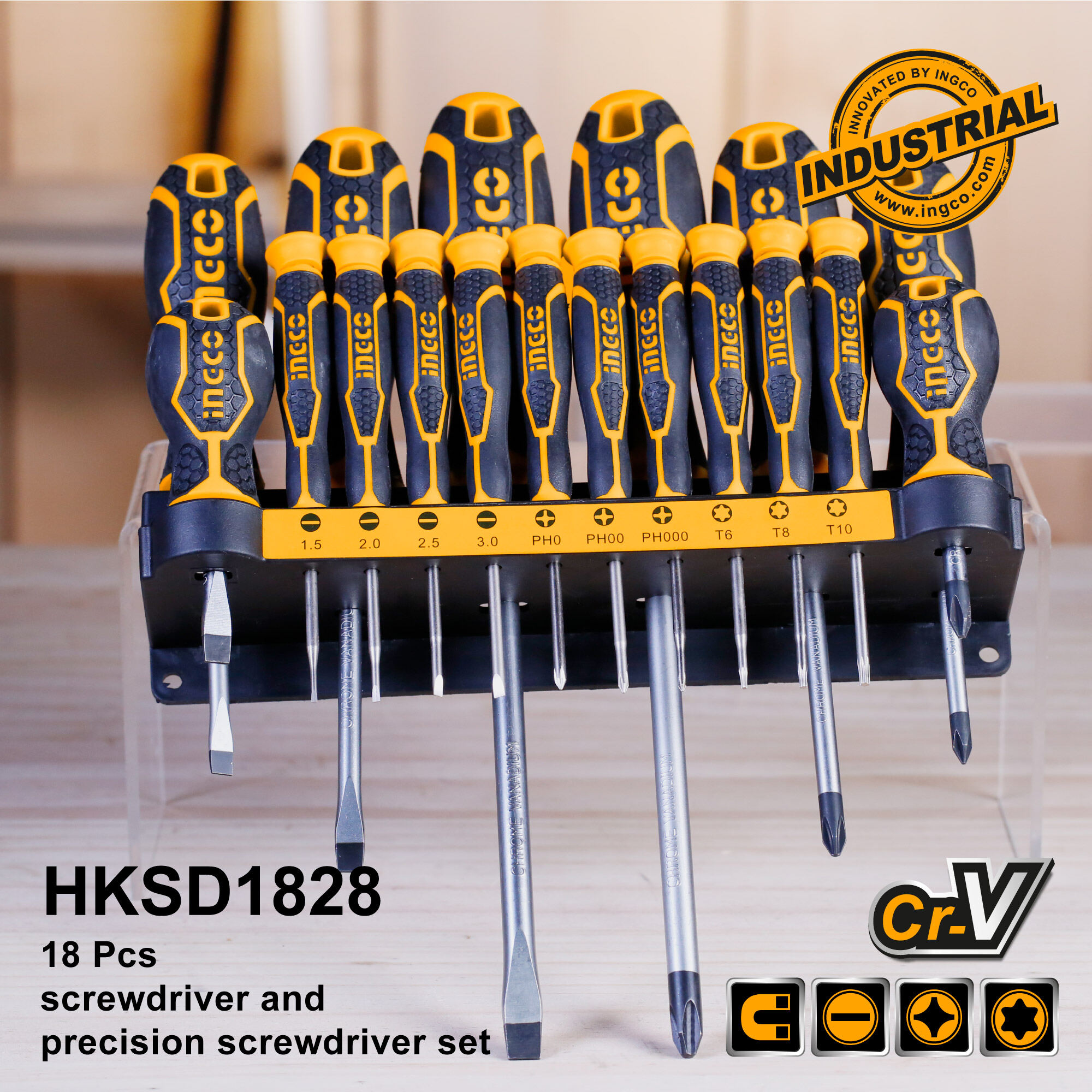 18 Pcs Screwdriver And Precision Screwdriver Set Ingco hksd1828