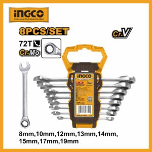 Ratchet Spanner Set (8-19mm) Ingco hkspar1082