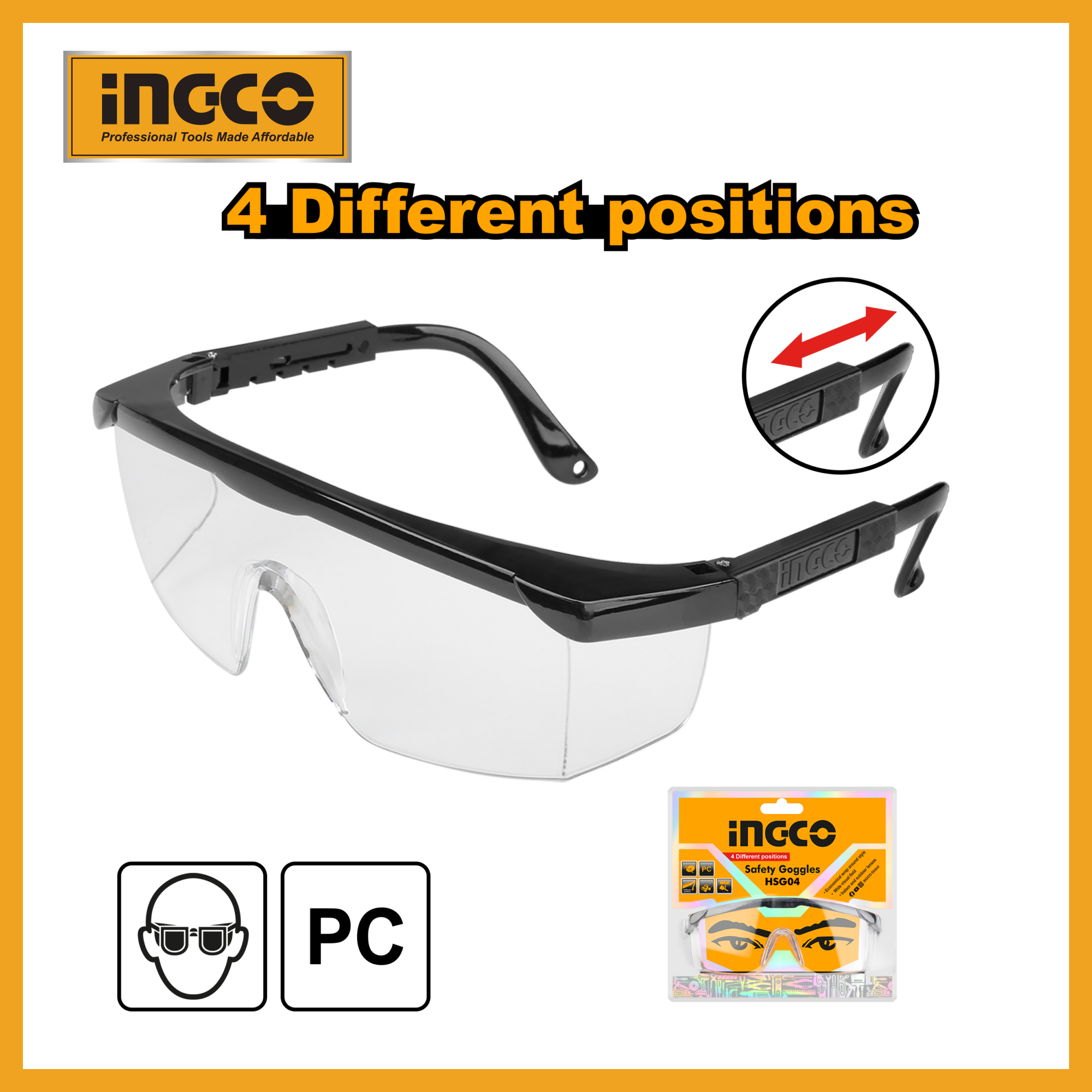 Safety Goggles White Ingco hsg04