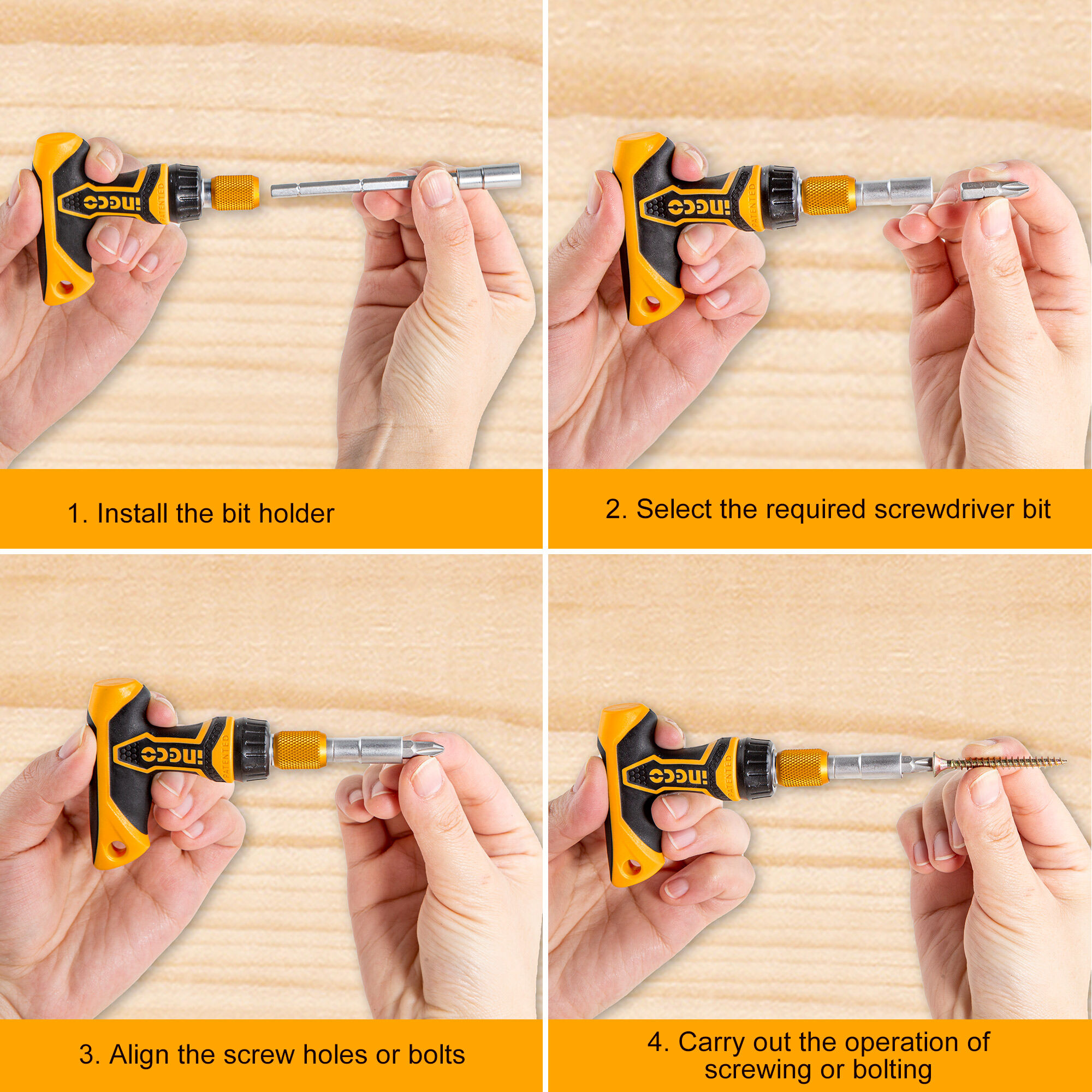24 Pcs T-handle Wrench Screwdriver Set Ingco hksdb0188