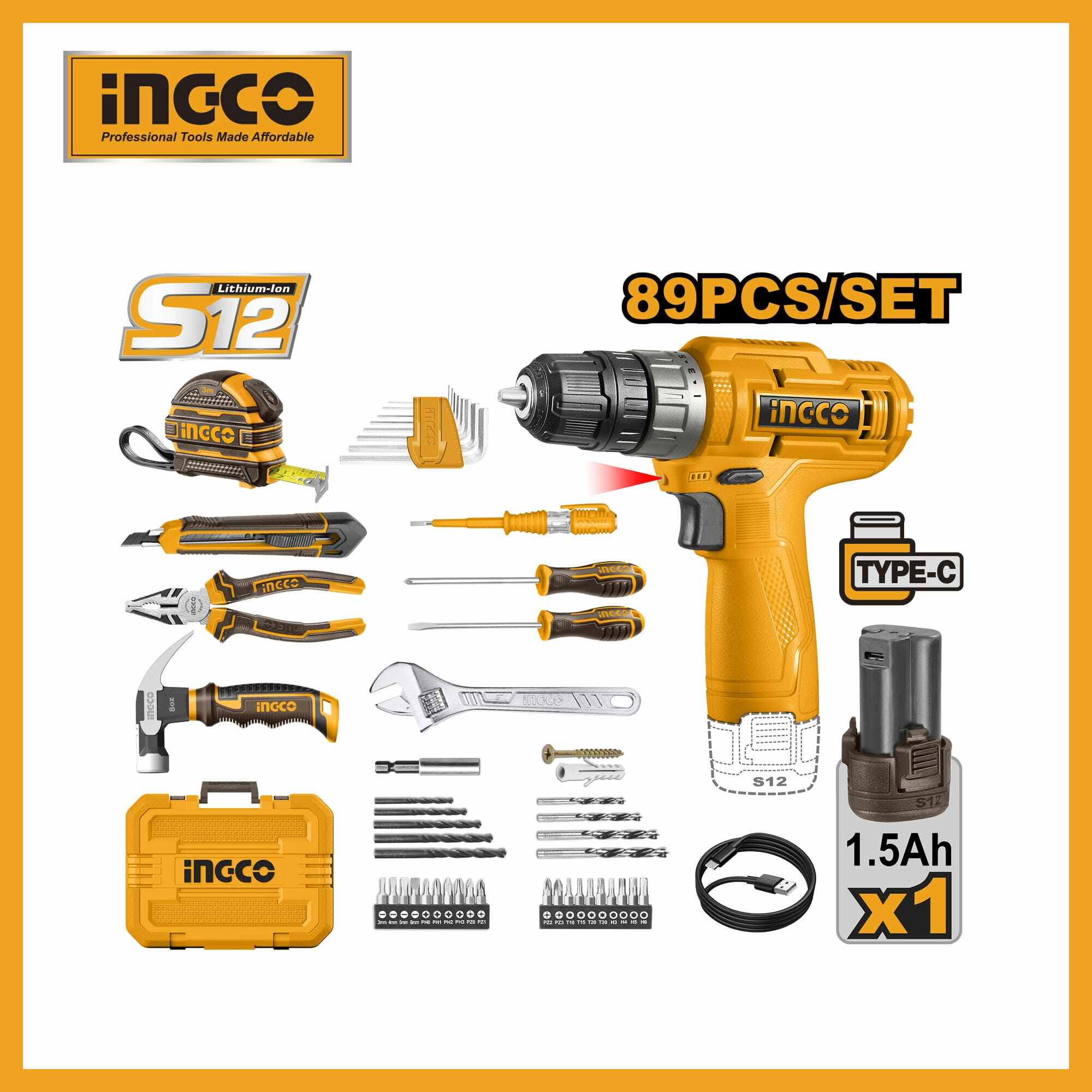 89 Pcs Tools Set Ingco hkthp10891