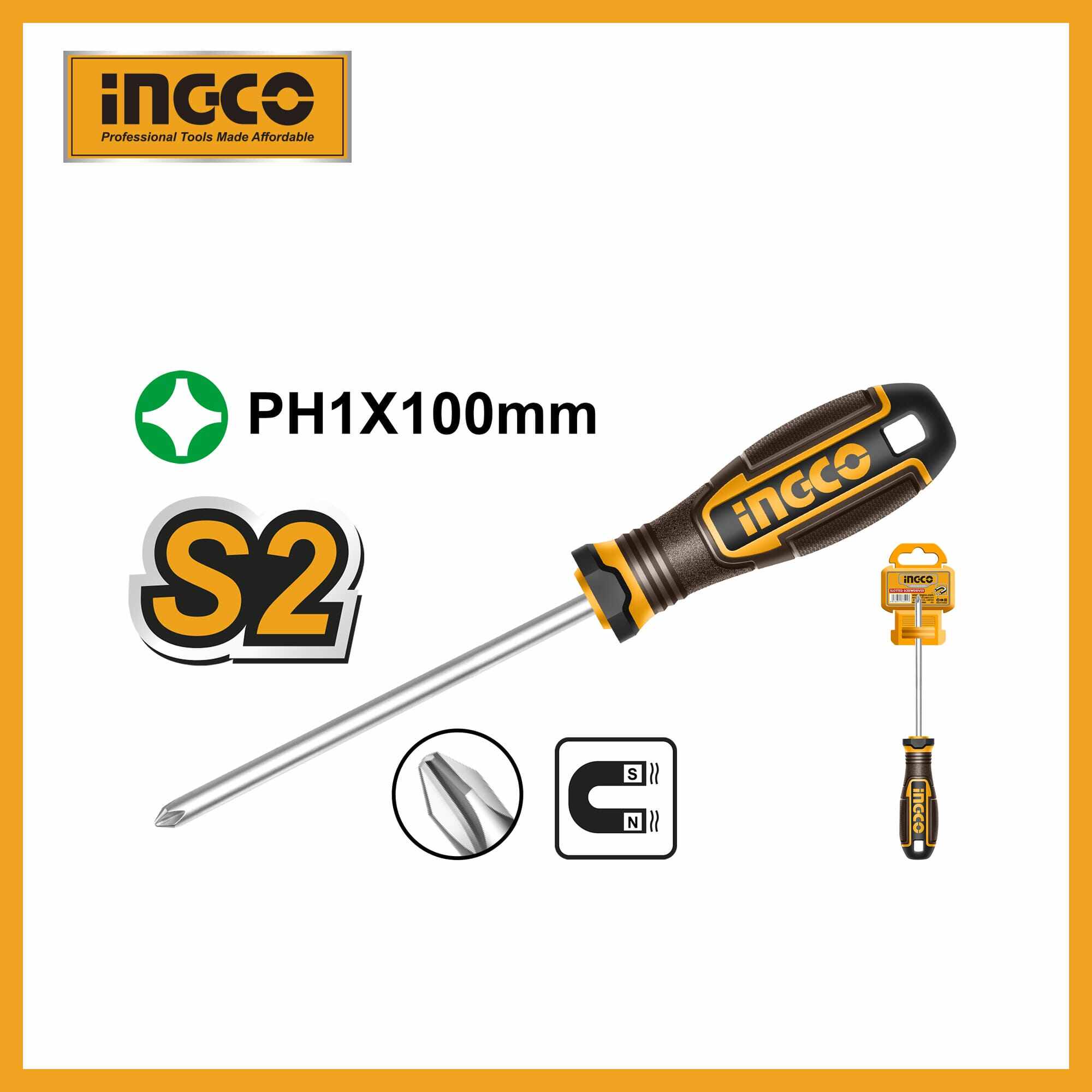 4" Phillips Screwdriver (ph1x100mm) Ingco hsdph1100