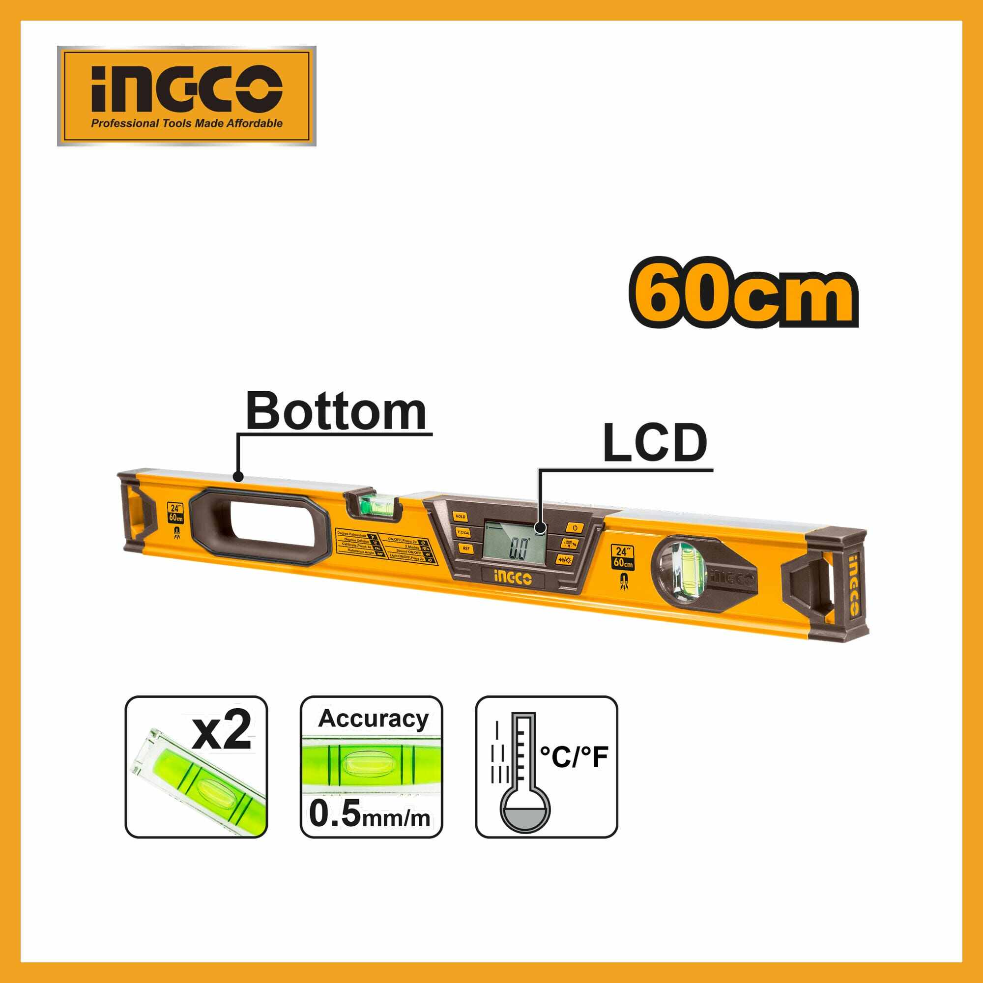 Digital Spirit Level 60cm (magnetic) Ingco hsl08060d