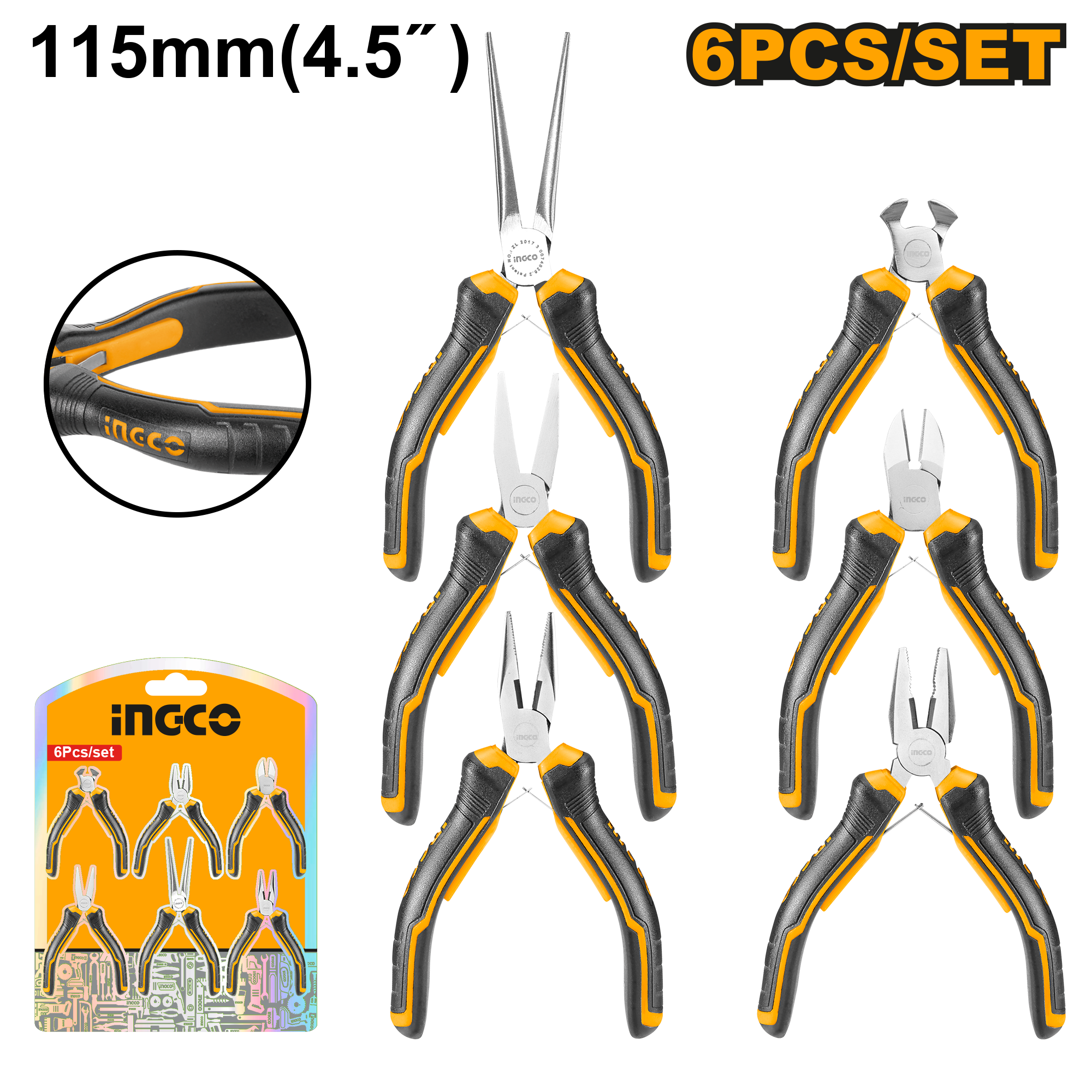 6 Pcs Mini Pliers Set Ingco hmps06115